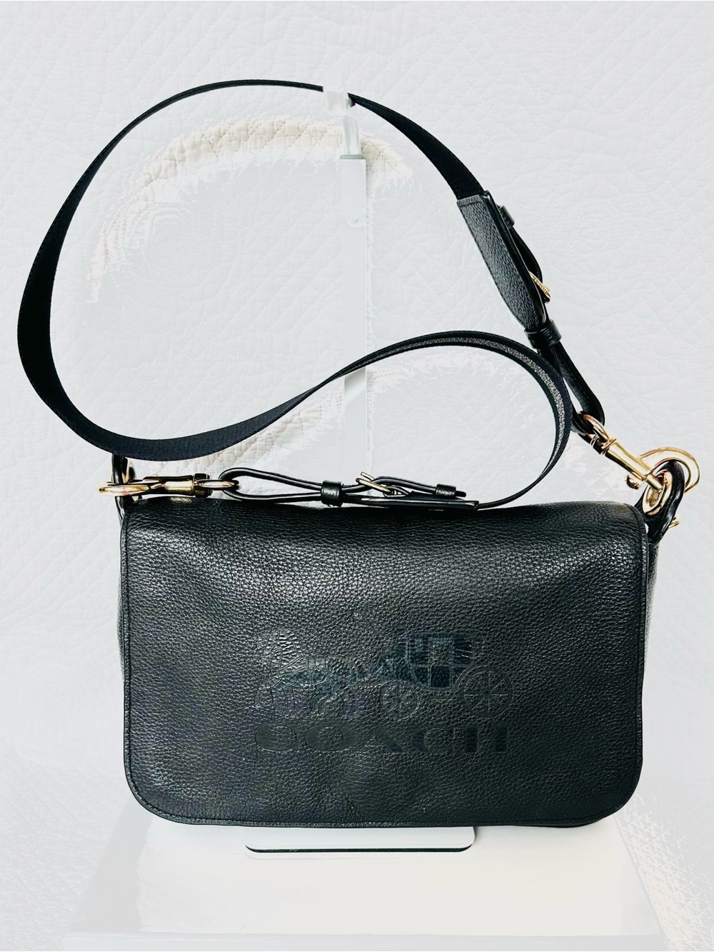 Coach Black Pebbled Leather Shoulder Crossbody with Gold Hardware